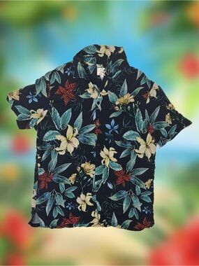 Koala Men’s Size Large Hawaiian Tropical Floral Button-Up Shirt Short Sleeve